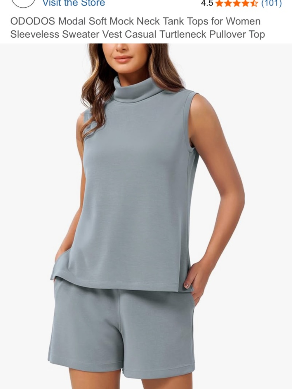 ODODOS Modal Soft Mock Neck Tank Tops for Women Turtleneck Pullover Top